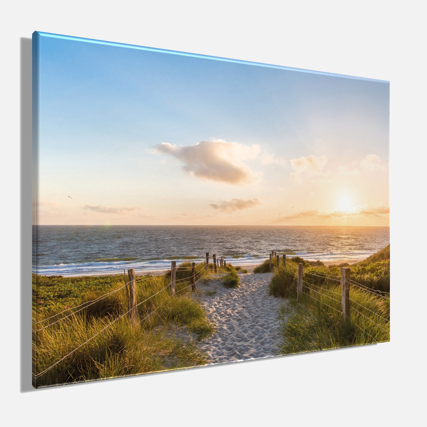 Wandbild STRAND 46x61 cm – Leinwandbild Keilrahmen Deko modern - Seitenansicht
