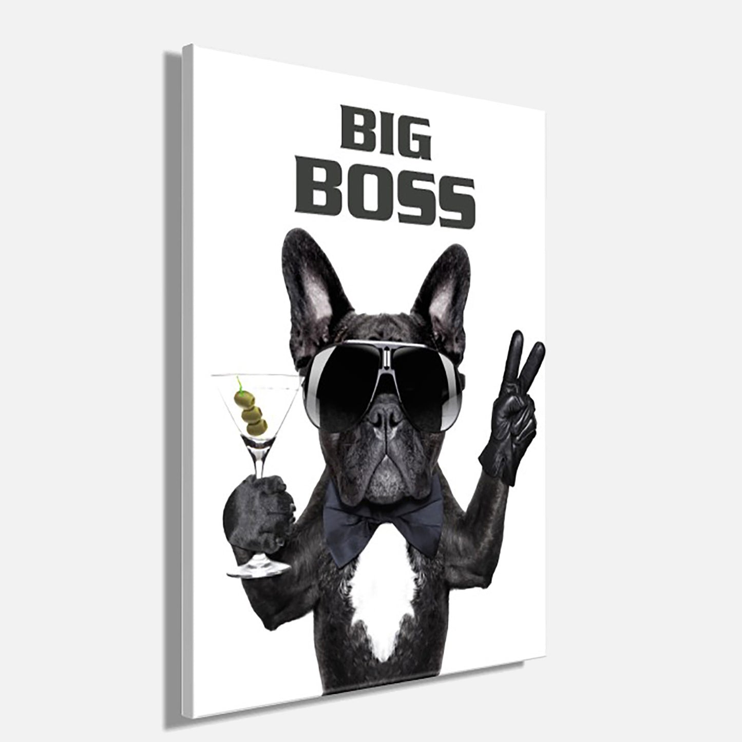 Wandbild HUND BIG BOSS 46x61 cm – Leinwandbild Keilrahmen Deko modern - Seitenansicht