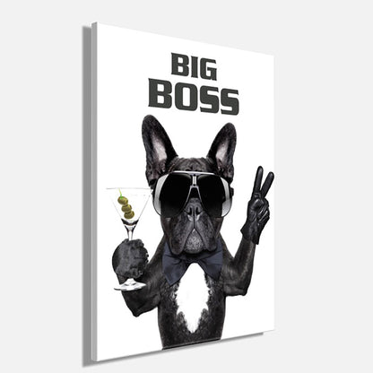 Wandbild HUND BIG BOSS 46x61 cm – Leinwandbild Keilrahmen Deko modern - Seitenansicht