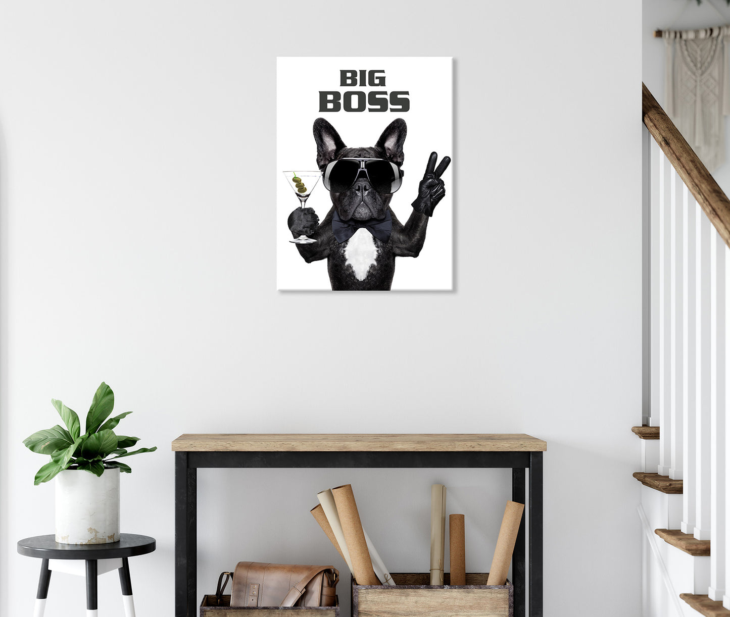 Wandbild HUND BIG BOSS 46x61 cm – Leinwandbild Keilrahmen Deko modern - Ambiente 2