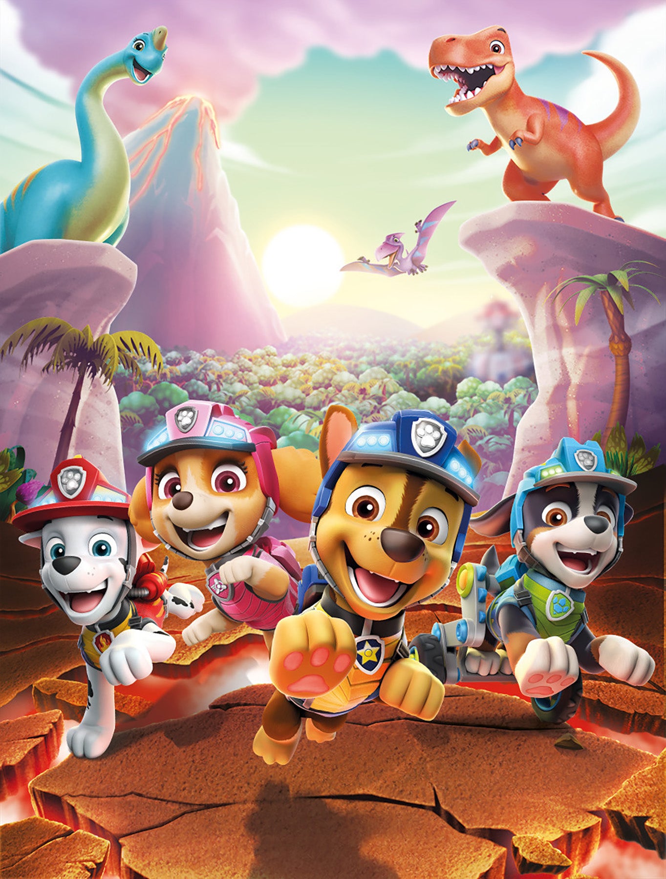Wandbild DINO RESCUE PAW PATROL 46x61 cm – Leinwandbild Keilrahmen Deko modern