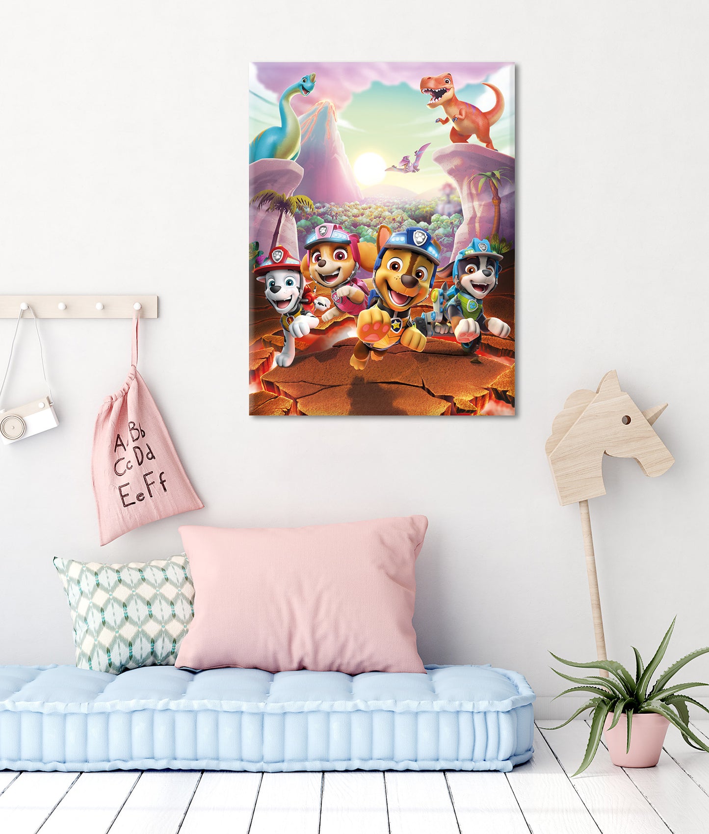 Wandbild DINO RESCUE PAW PATROL 46x61 cm – Leinwandbild Keilrahmen Deko modern - Ambiente 1