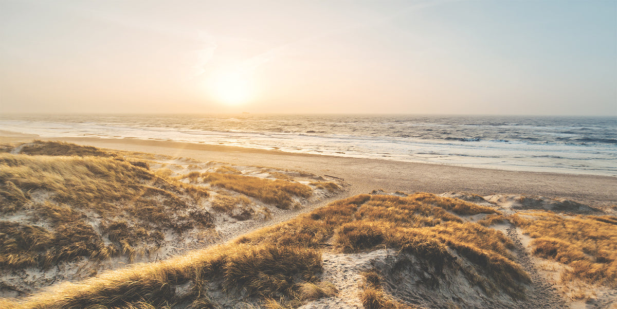 Wandbild STRAND SONNENUNTERGANG 50x100 cm – Leinwandbild Keilrahmen Deko modern
