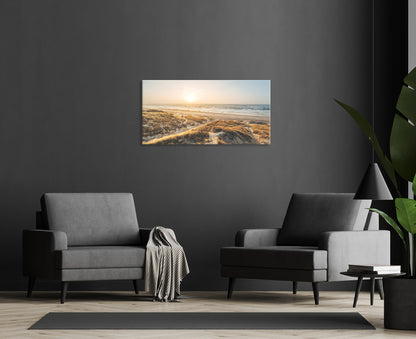 Wandbild STRAND SONNENUNTERGANG 50x100 cm – Leinwandbild Keilrahmen Deko modern - Ambiente 1