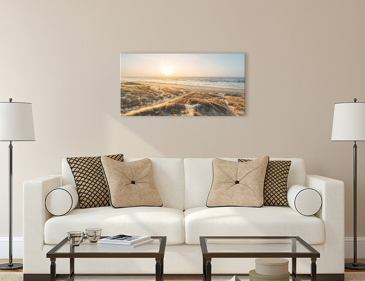 Wandbild STRAND SONNENUNTERGANG 50x100 cm – Leinwandbild Keilrahmen Deko modern - Ambiente 3
