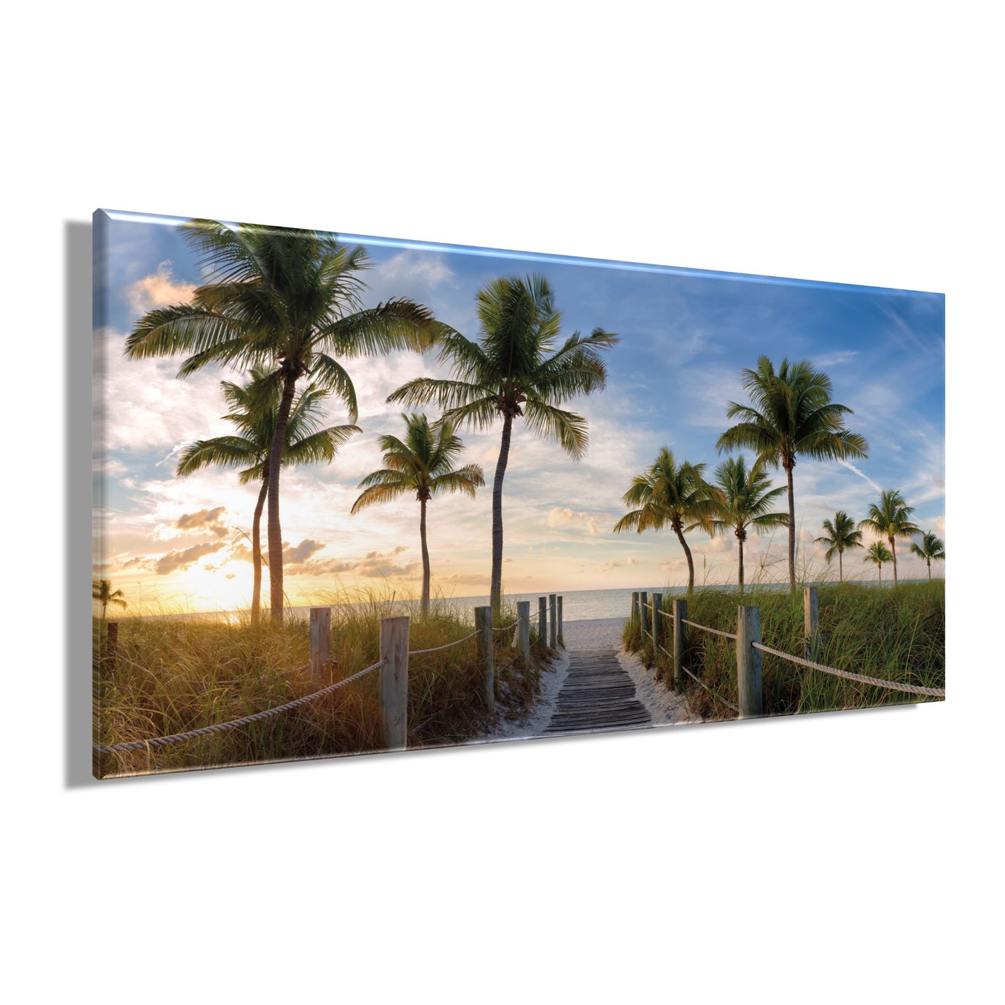 Wandbild KARIBIK 50x100 cm – Leinwandbild Keilrahmen Deko modern - Seitenansicht