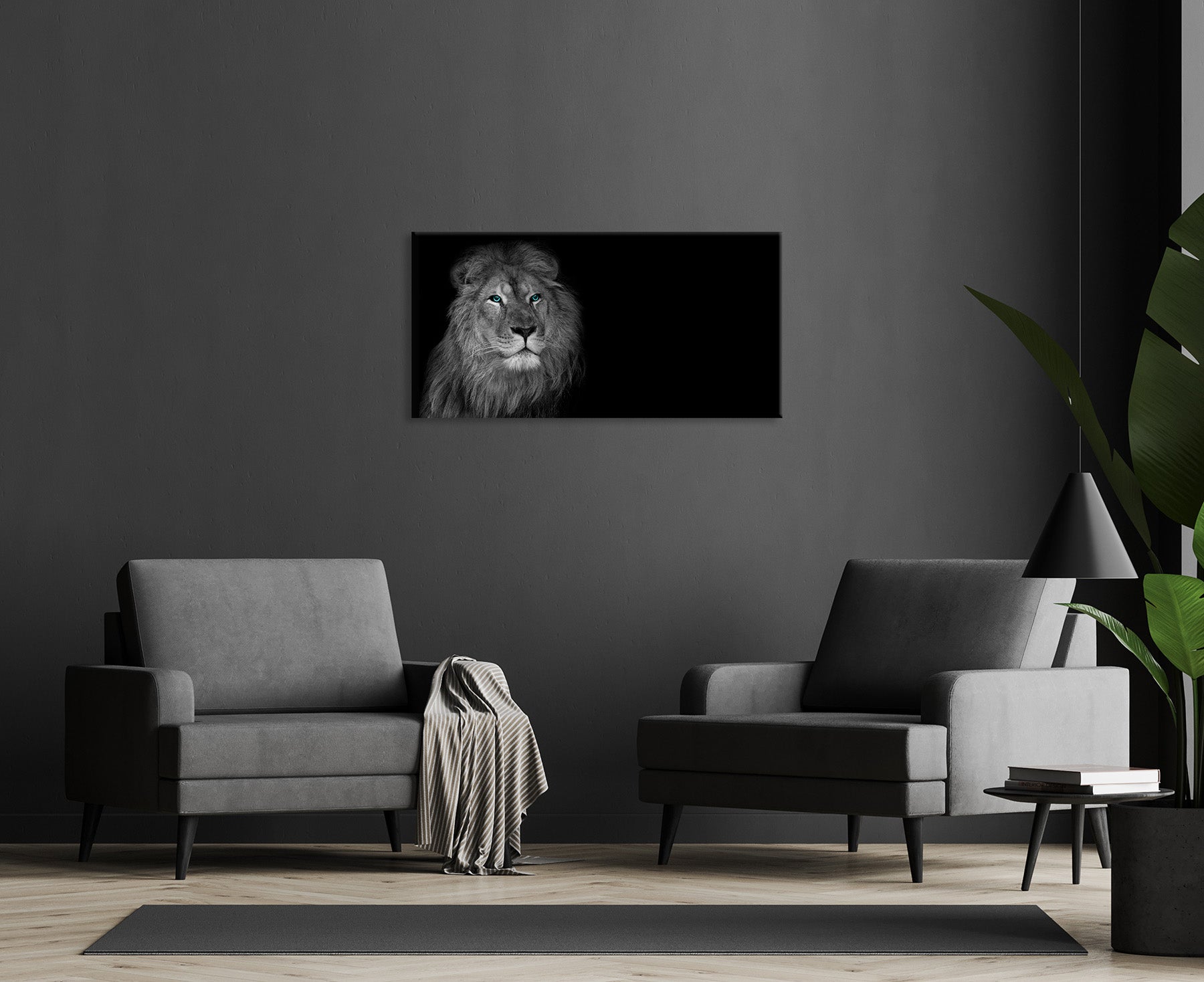 Wandbild LÖWE 50x100 cm – Leinwandbild Keilrahmen Deko modern - Ambiente 1