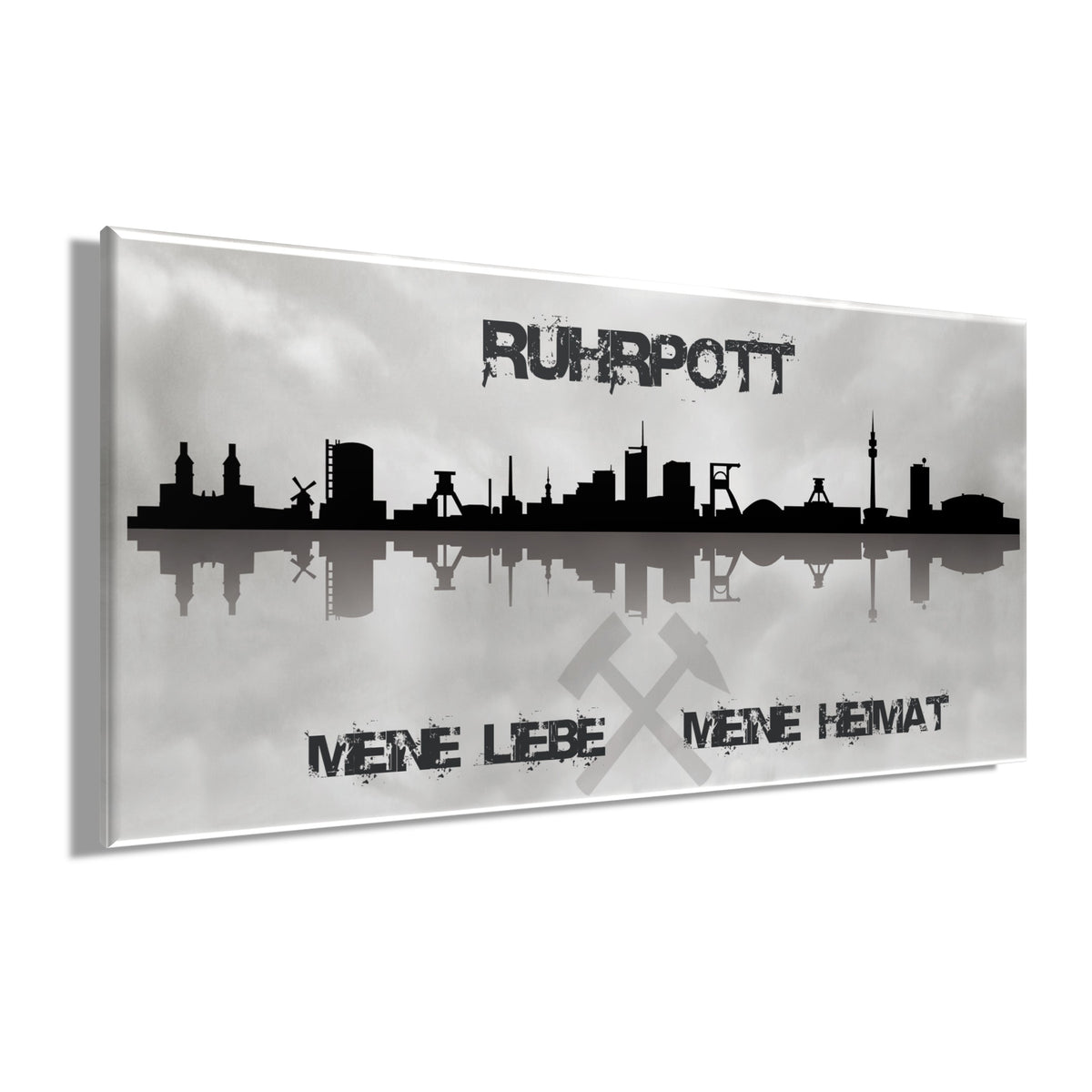 Wandbild RUHRGEBIET 50x100 cm – Leinwandbild Keilrahmen Deko modern - Seitenansicht