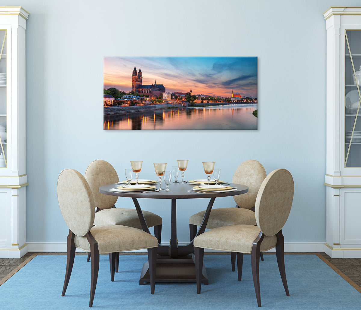 Wandbild MAGDEBURG AM ABEND 50x120 cm – Leinwandbild Keilrahmen Deko modern - Ambiente 2