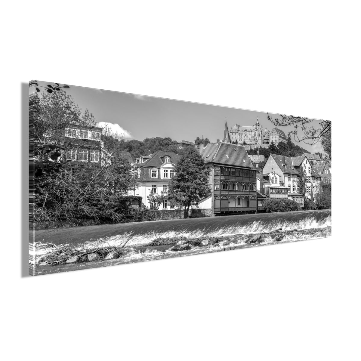 Wandbild MARBURG AN DER LAHN 50x125 cm – Leinwandbild Keilrahmen Deko modern - Seitenansicht