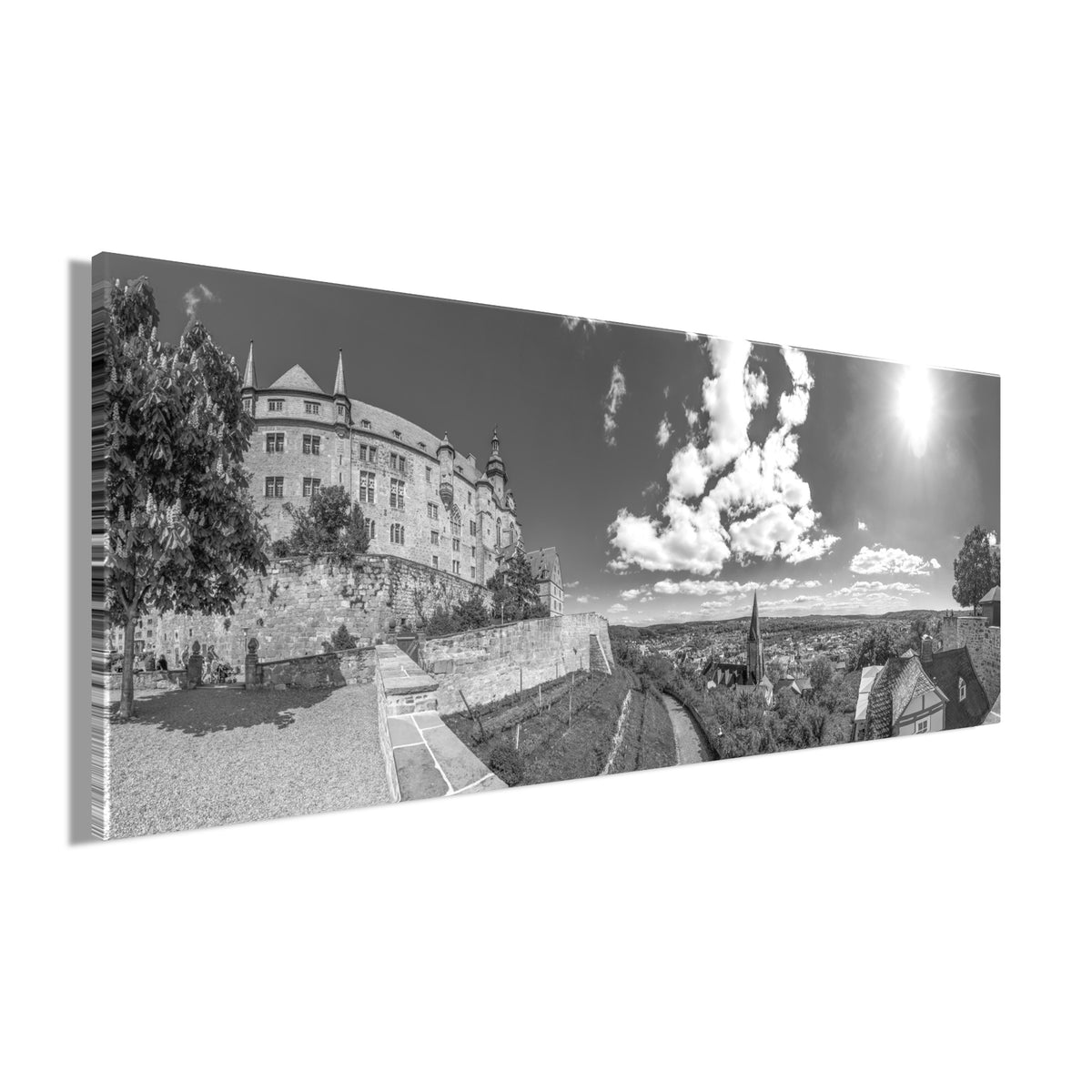 Wandbild GRAFENSCHLOSS MARBURG 50x125 cm – Leinwandbild Keilrahmen Deko modern - Seitenansicht
