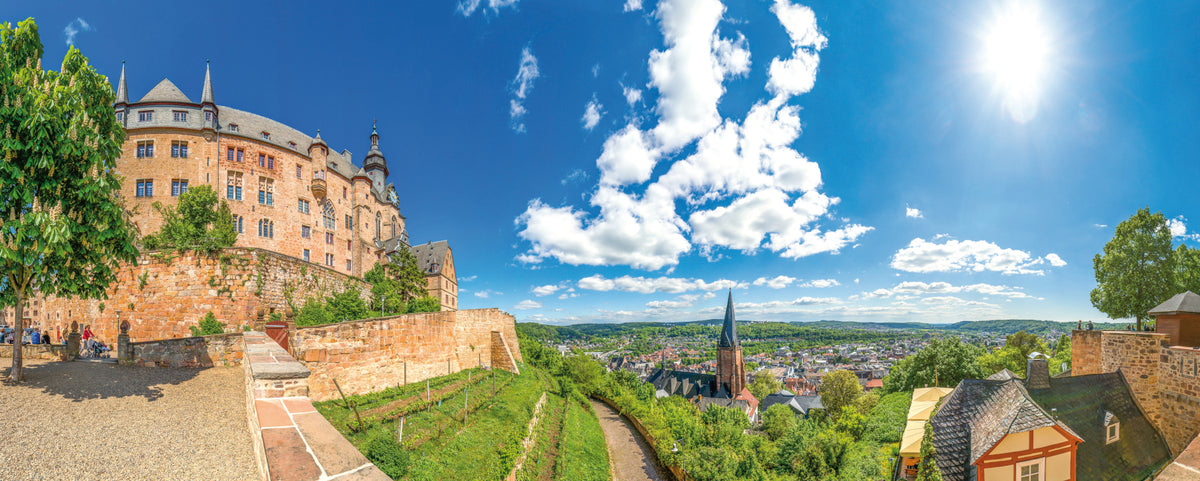 Wandbild GRAFENSCHLOSS MARBURG 50x125 cm – Leinwandbild Keilrahmen Deko modern