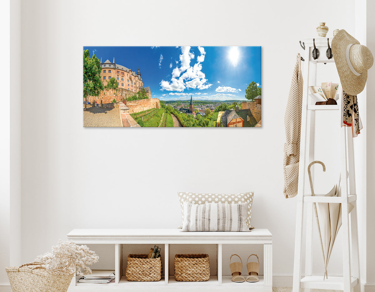 Wandbild GRAFENSCHLOSS MARBURG 50x125 cm – Leinwandbild Keilrahmen Deko modern - Ambiente 1