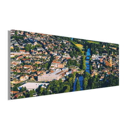 Wandbild RHEINE LUFTAUFNAHME 50x125 cm – Leinwandbild Keilrahmen Deko modern - Seitenansicht