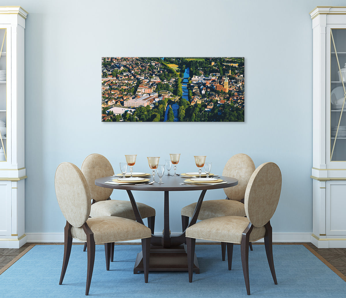 Wandbild RHEINE LUFTAUFNAHME 50x125 cm – Leinwandbild Keilrahmen Deko modern - Ambiente 2