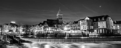 Wandbild RHEINE EMSWEHR NACHT 50x125 cm – Leinwandbild Keilrahmen Deko modern