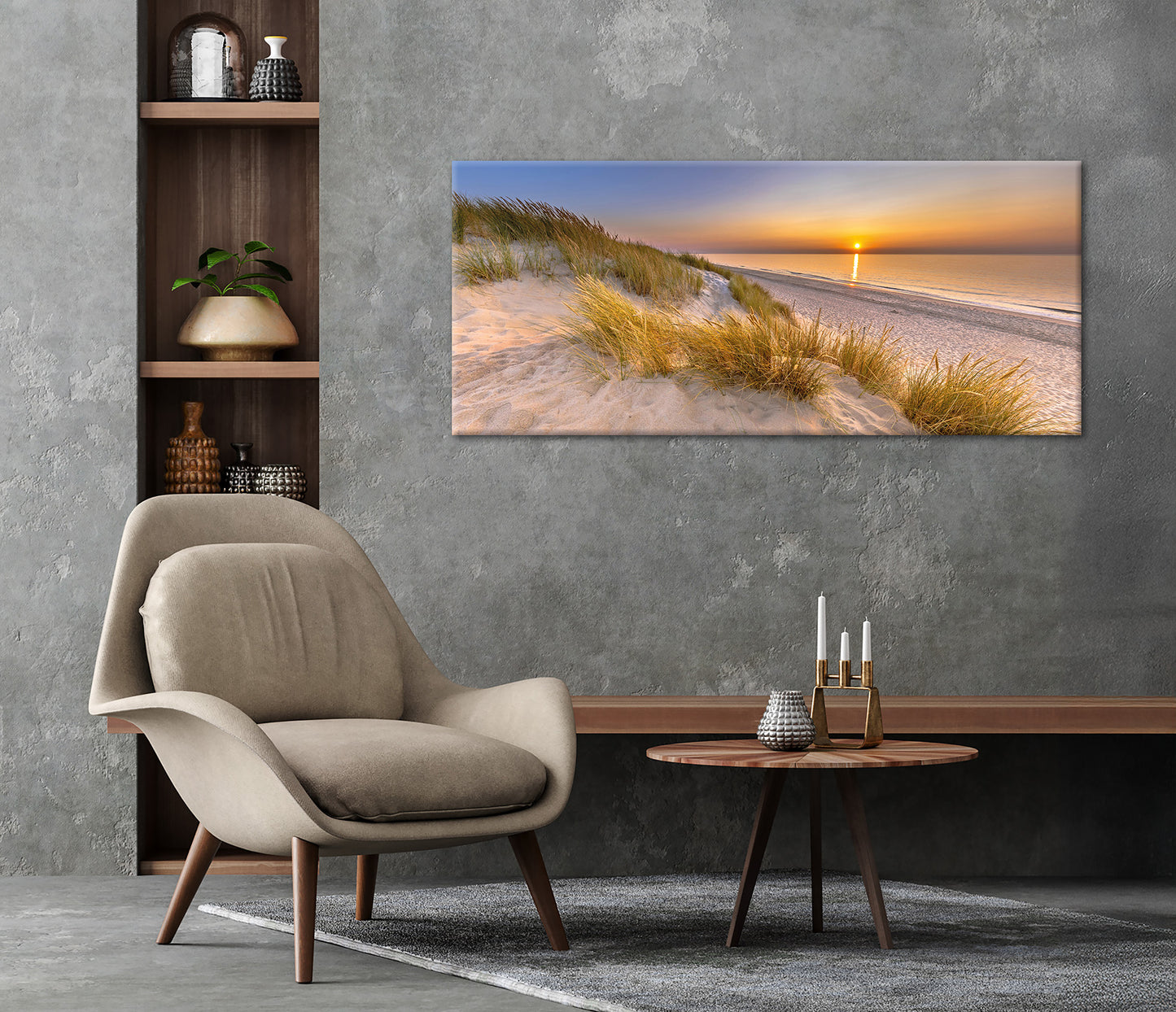 Wandbild STRAND 60x140 cm – Leinwandbild Keilrahmen Deko modern - Ambiente 2