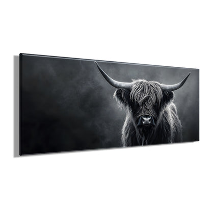 Wandbild HOCHLANDRIND XXL 60x140 cm – Leinwandbild Keilrahmen Deko modern - Seitenansicht