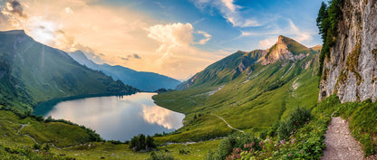Wandbild BERGSEE XXL 60x140 cm – Leinwandbild Keilrahmen Deko modern