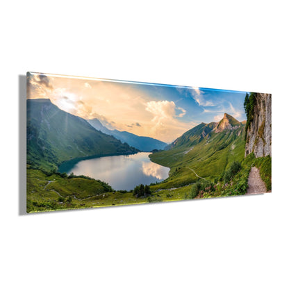 Wandbild BERGSEE XXL 60x140 cm – Leinwandbild Keilrahmen Deko modern - Seitenansicht