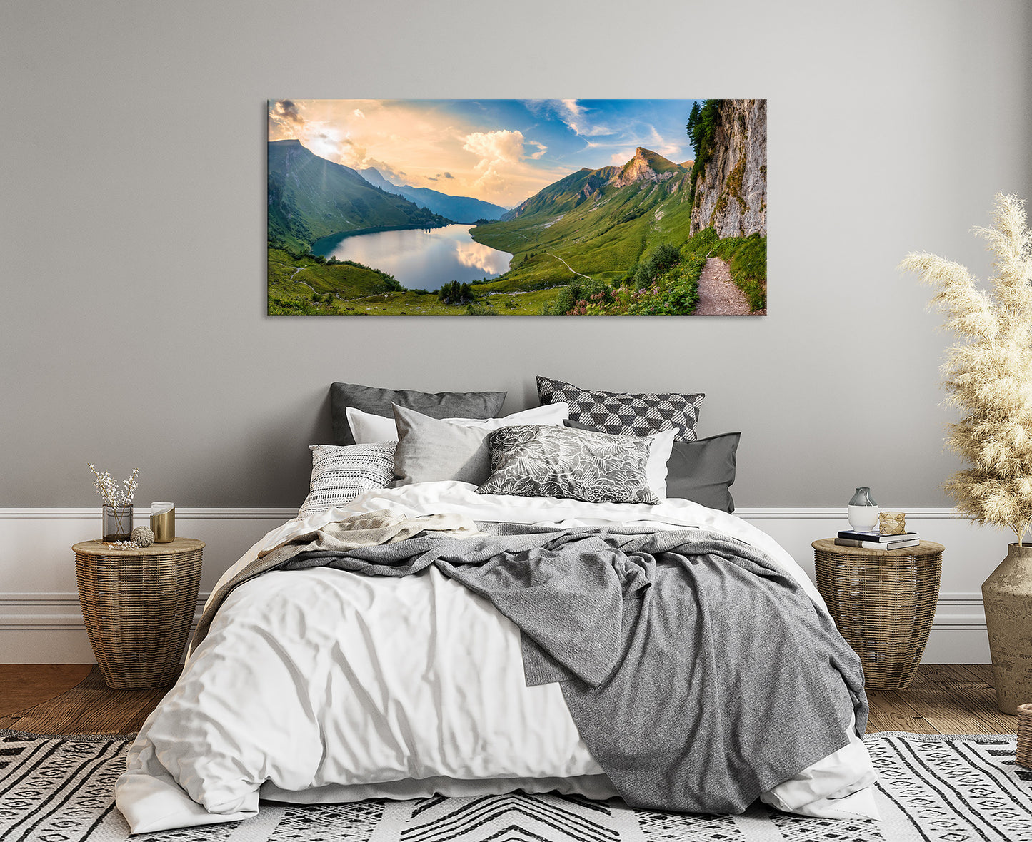 Wandbild BERGSEE XXL 60x140 cm – Leinwandbild Keilrahmen Deko modern - Ambiente 3