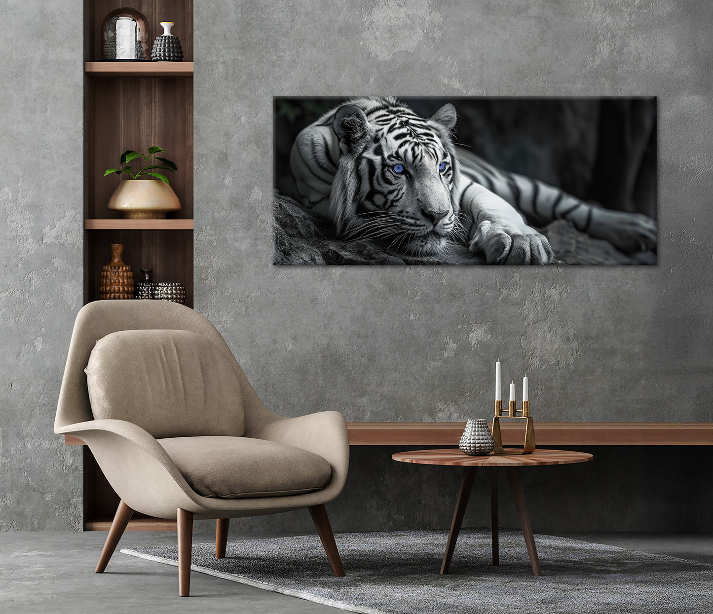 Wandbild TIGER XXL 60x140 cm – Leinwandbild Keilrahmen Deko modern - Ambiente 2