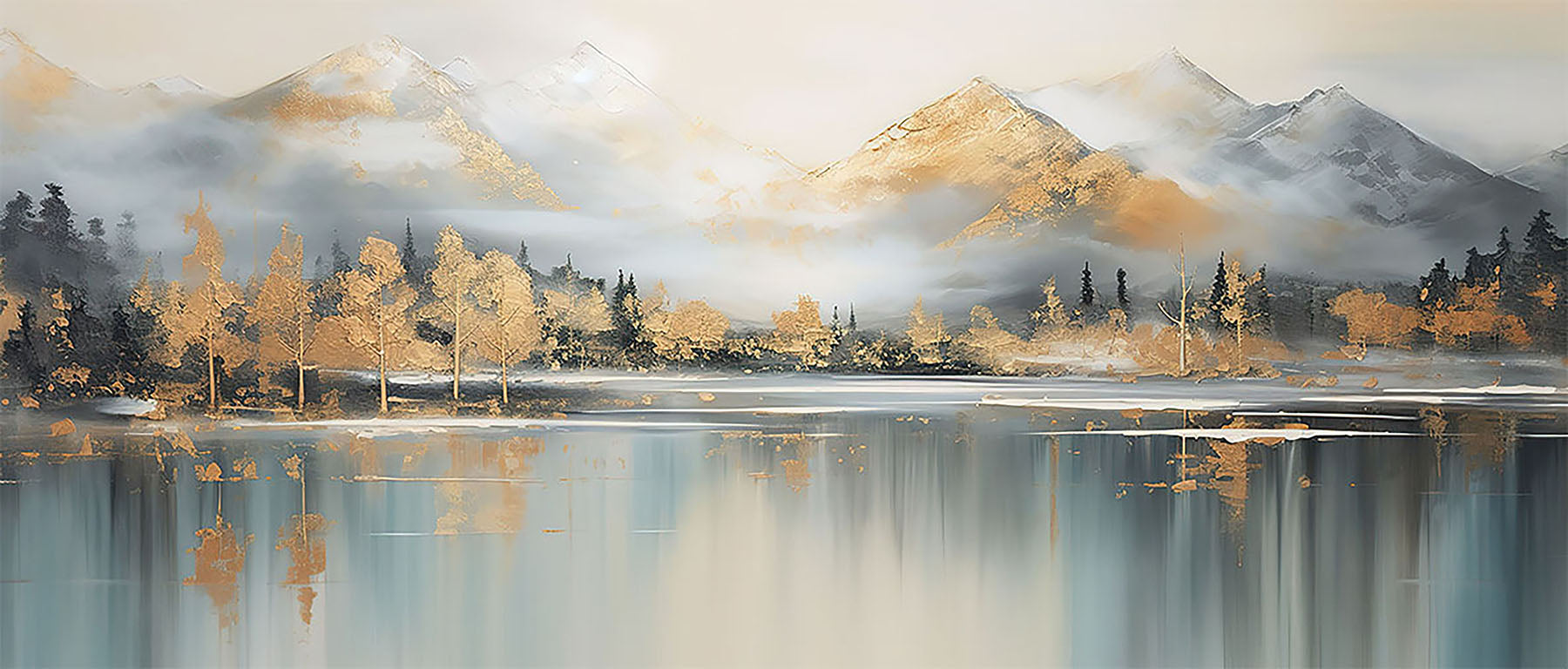 Wandbild BERGE UND SEE XXL 60x140 cm – Leinwandbild Keilrahmen Deko modern
