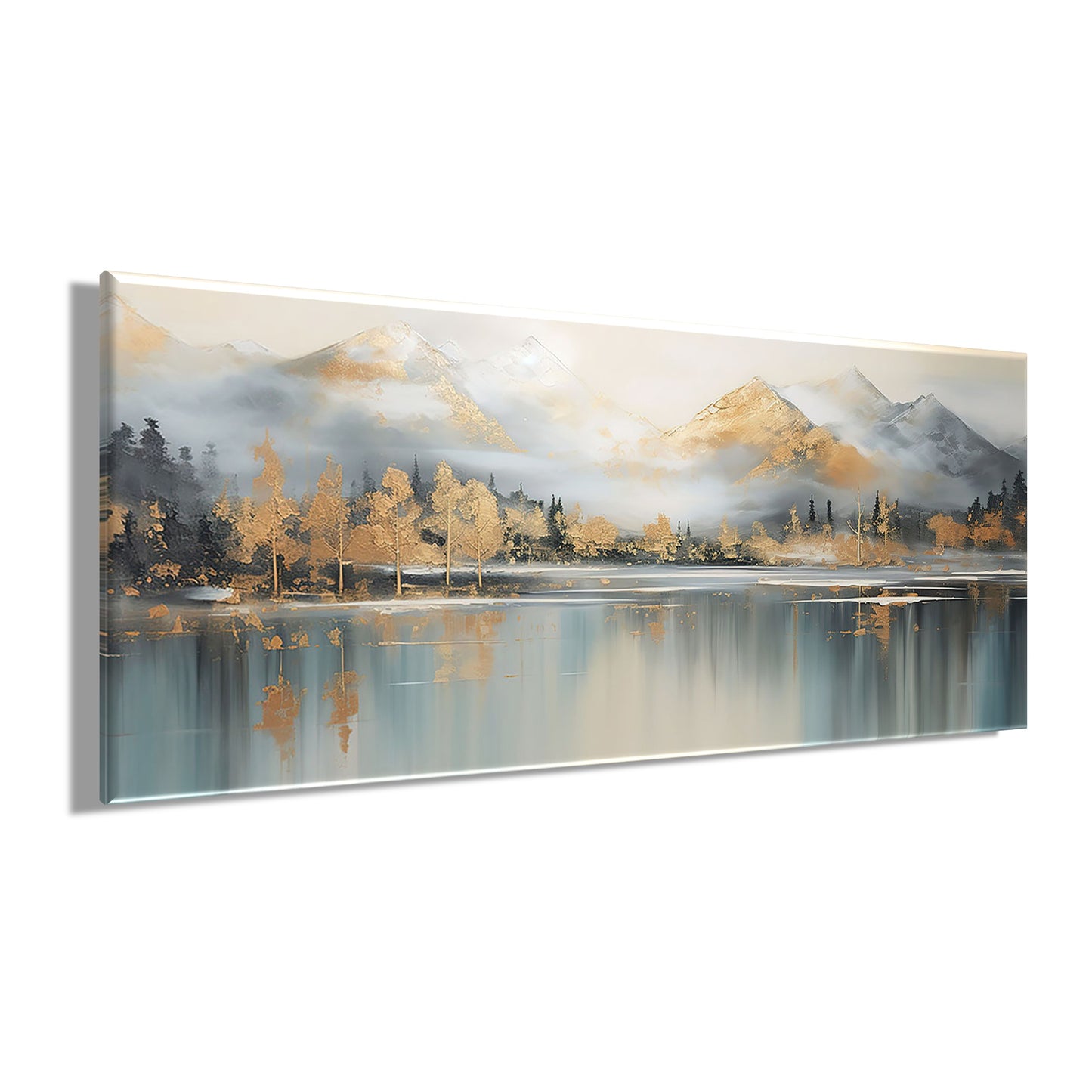 Wandbild BERGE UND SEE XXL 60x140 cm – Leinwandbild Keilrahmen Deko modern - Seitenansicht