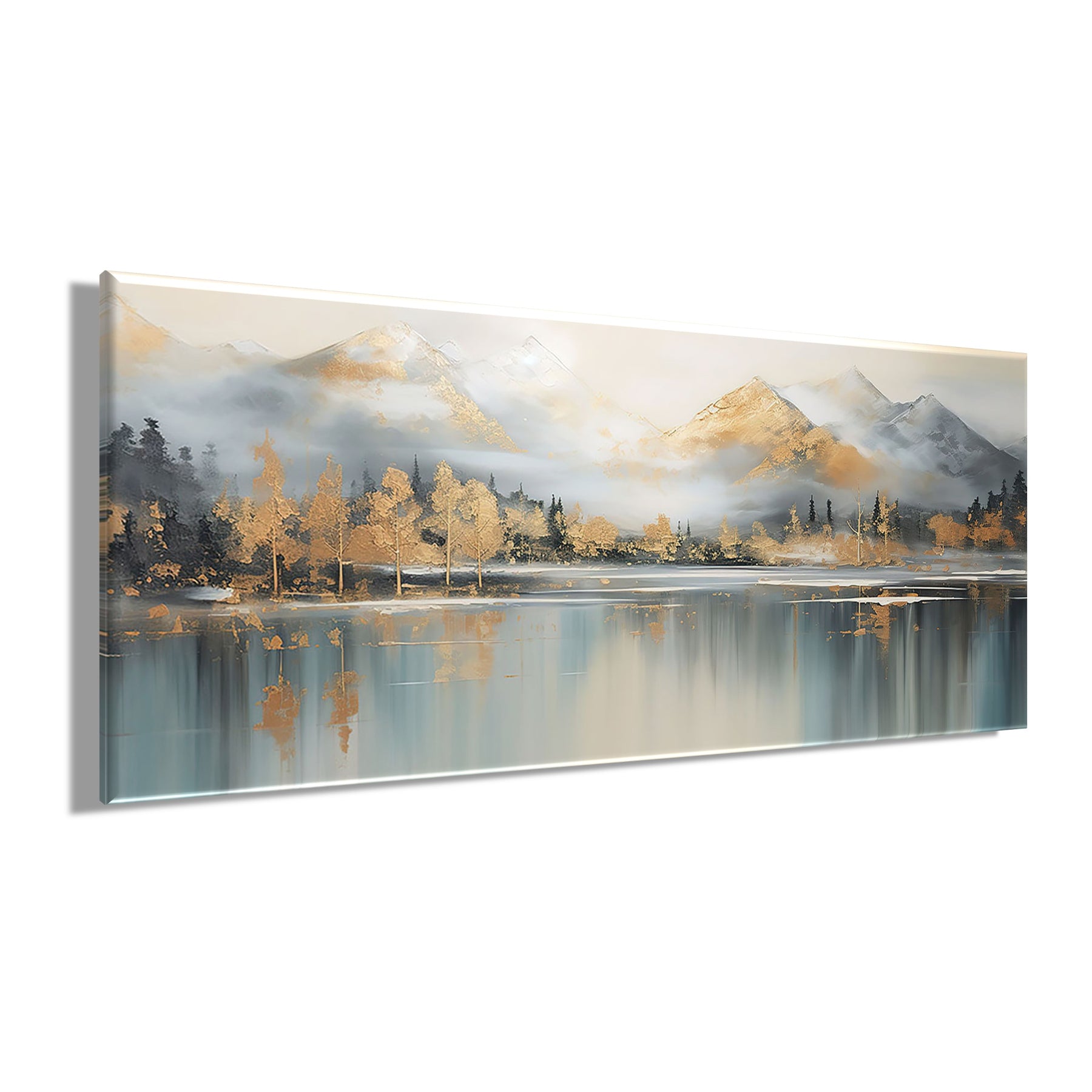 Wandbild BERGE UND SEE XXL 60x140 cm – Leinwandbild Keilrahmen Deko modern - Seitenansicht