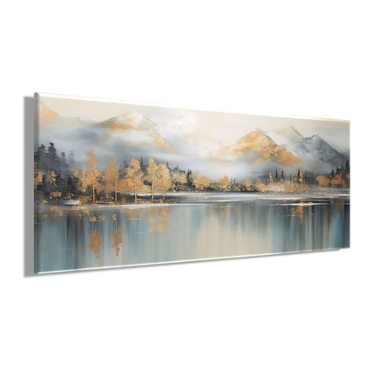 Wandbild BERGE UND SEE XXL 60x140 cm – Leinwandbild Keilrahmen Deko modern - Seitenansicht