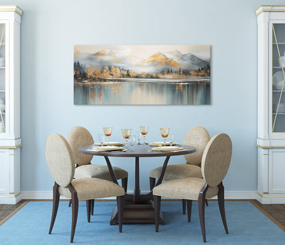Wandbild BERGE UND SEE XXL 60x140 cm – Leinwandbild Keilrahmen Deko modern - Ambiente 1