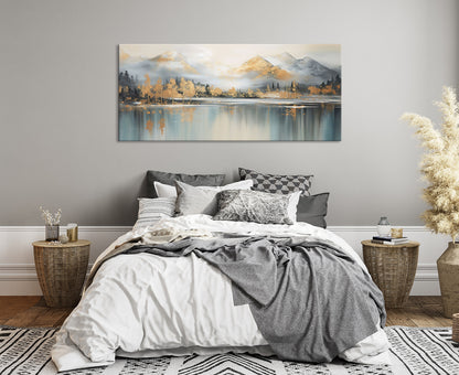 Wandbild BERGE UND SEE XXL 60x140 cm – Leinwandbild Keilrahmen Deko modern - Ambiente 3