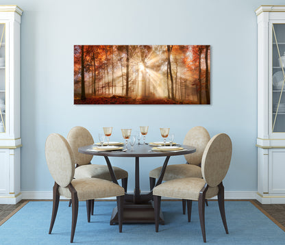 Wandbild HERBSTWALD XXL 60x140 cm – Leinwandbild Keilrahmen Deko modern - Ambiente 1