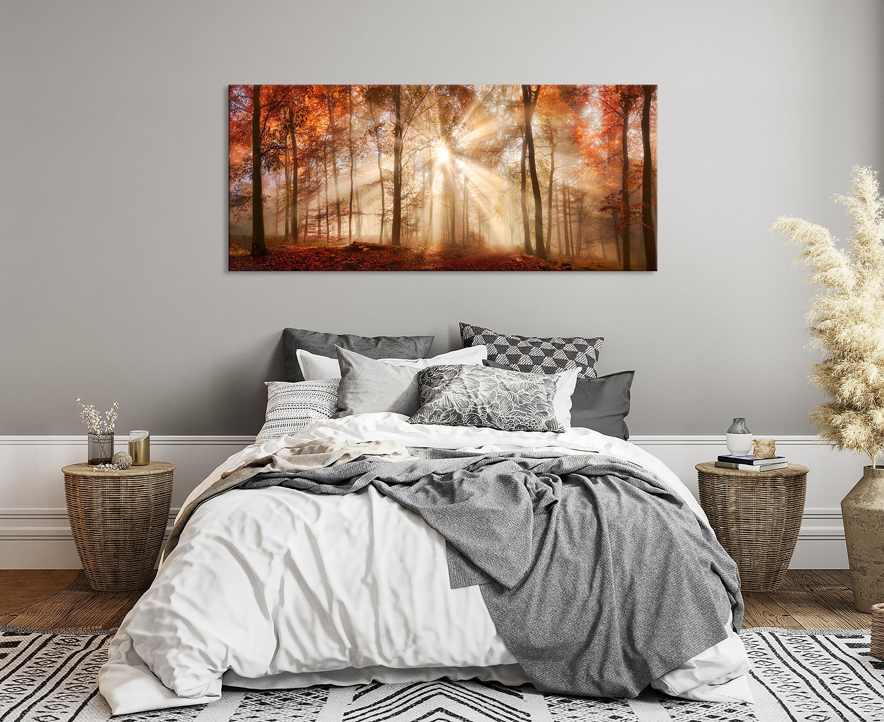 Wandbild HERBSTWALD XXL 60x140 cm – Leinwandbild Keilrahmen Deko modern - Ambiente 3