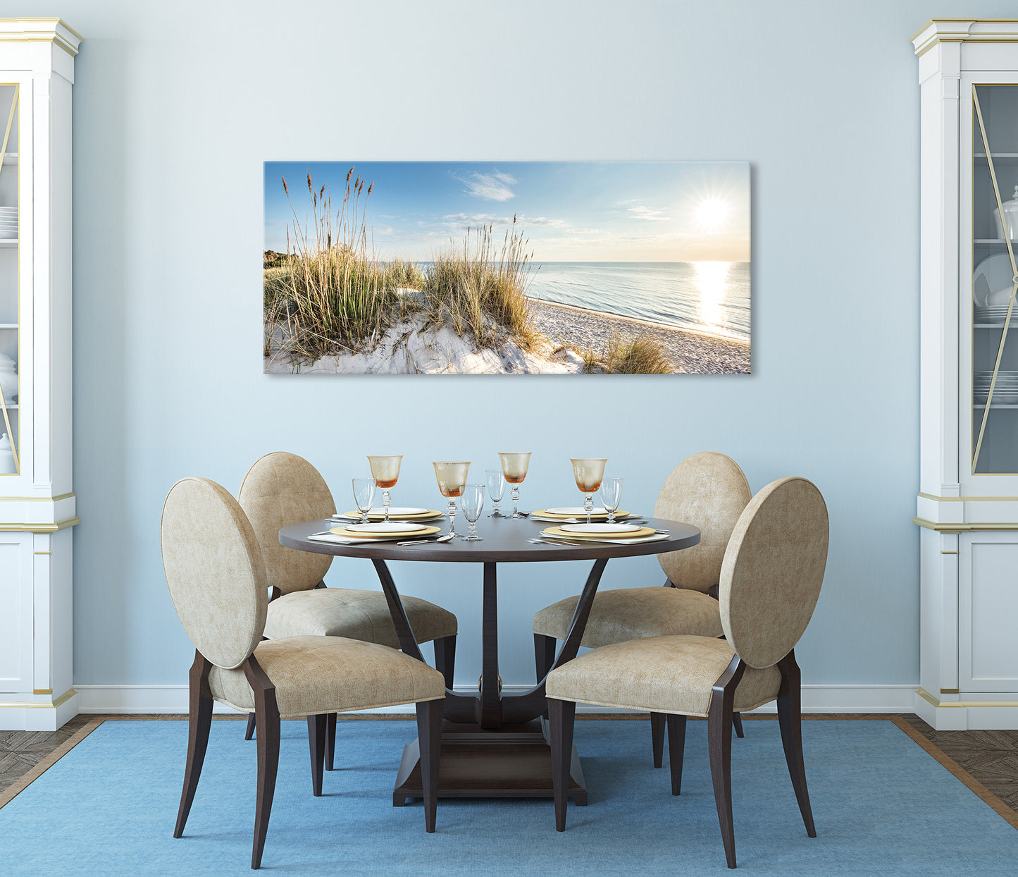Wandbild STRAND XXL 60x140 cm – Leinwandbild Keilrahmen Deko modern - Ambiente 1