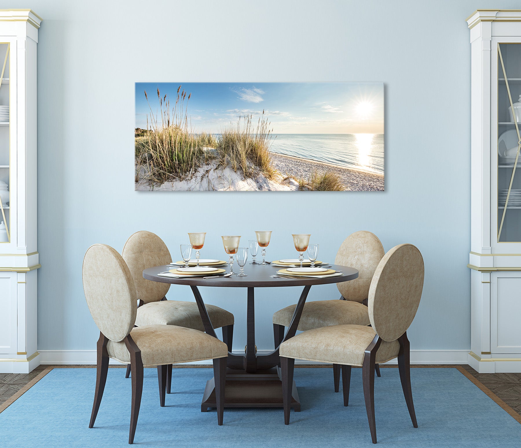 Wandbild STRAND XXL 60x140 cm – Leinwandbild Keilrahmen Deko modern - Ambiente 1