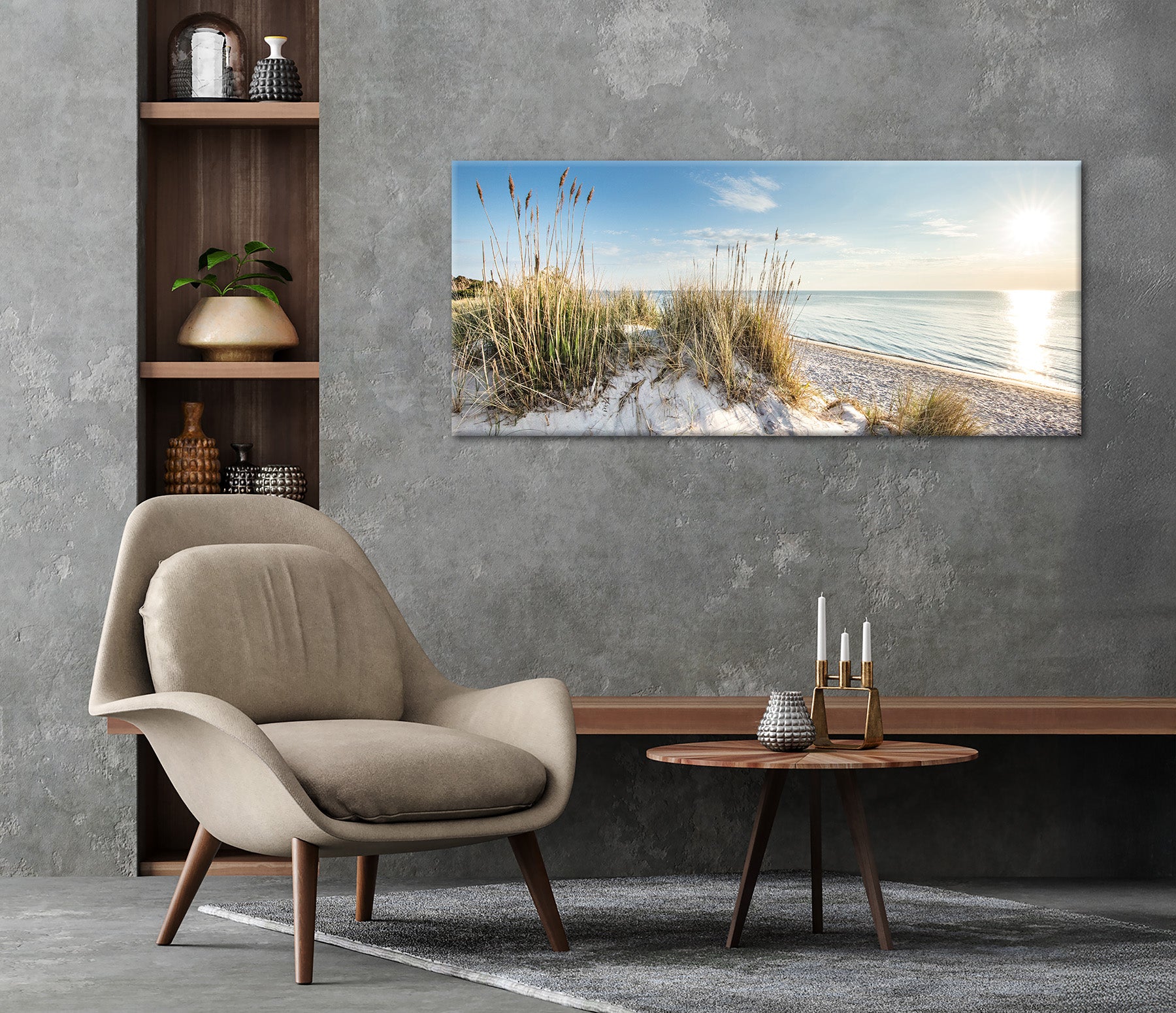 Wandbild STRAND XXL 60x140 cm – Leinwandbild Keilrahmen Deko modern - Ambiente 2