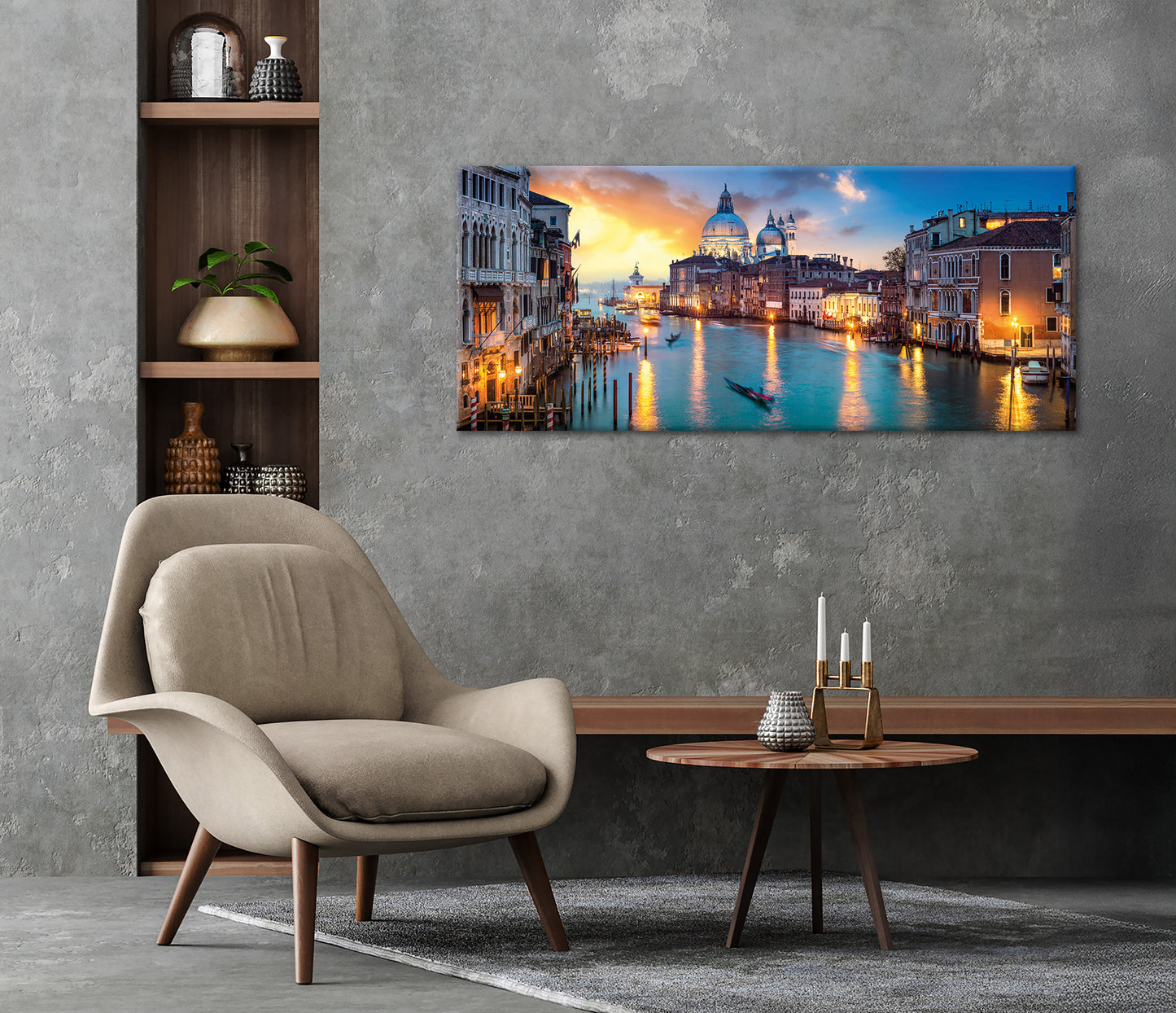 Wandbild VENEDIG XXL 60x140 cm – Leinwandbild Keilrahmen Deko modern - Ambiente 2