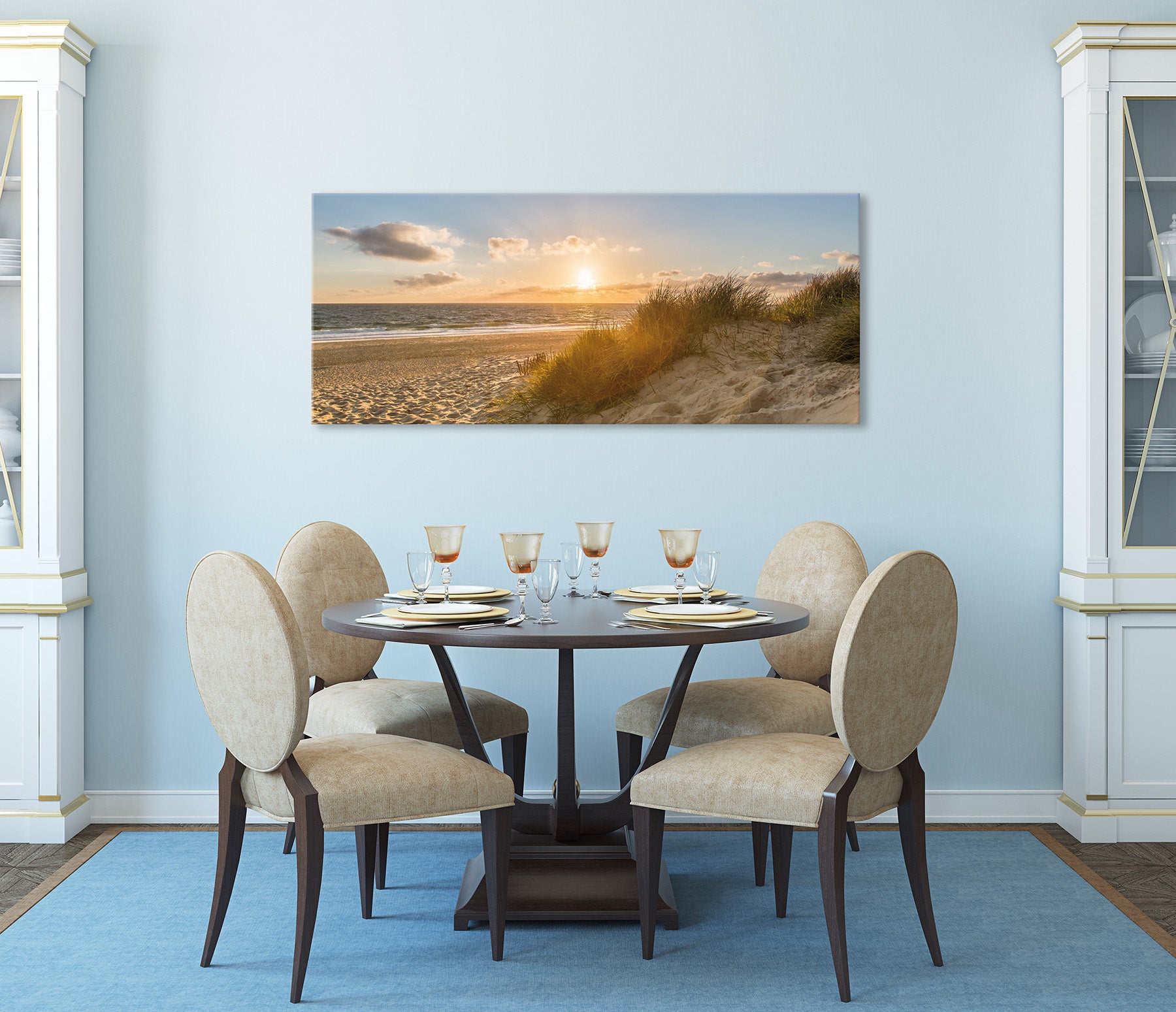 Wandbild STRAND XXL 60x140 cm – Leinwandbild Keilrahmen Deko modern - Ambiente 1