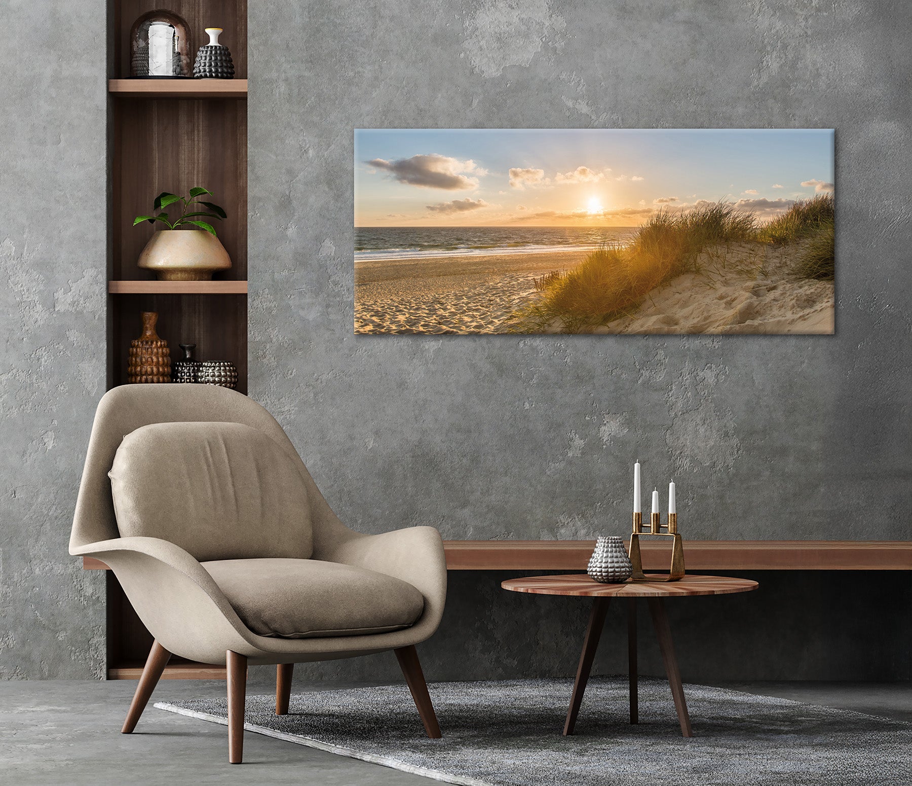 Wandbild STRAND XXL 60x140 cm – Leinwandbild Keilrahmen Deko modern - Ambiente 2