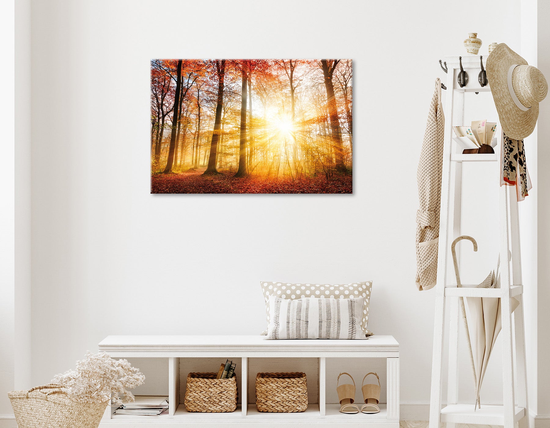 Wandbild HERBSTWALD 60x90 cm – Leinwandbild Keilrahmen Deko modern - Ambiente 1