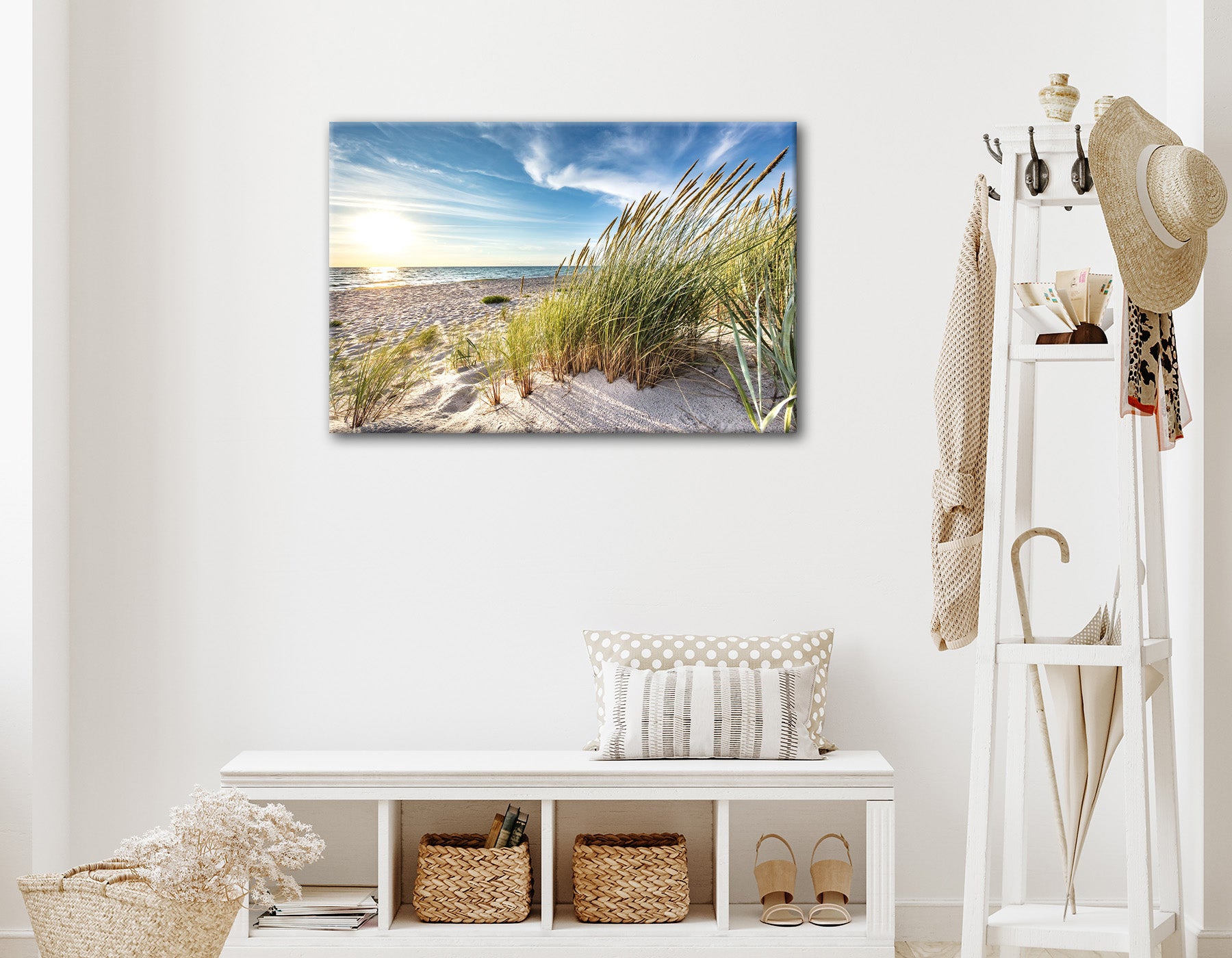 Wandbild STRANDSONNE 60x90 cm – Leinwandbild Keilrahmen Deko modern - Ambiente 1