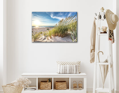 Wandbild STRANDSONNE 60x90 cm – Leinwandbild Keilrahmen Deko modern - Ambiente 1