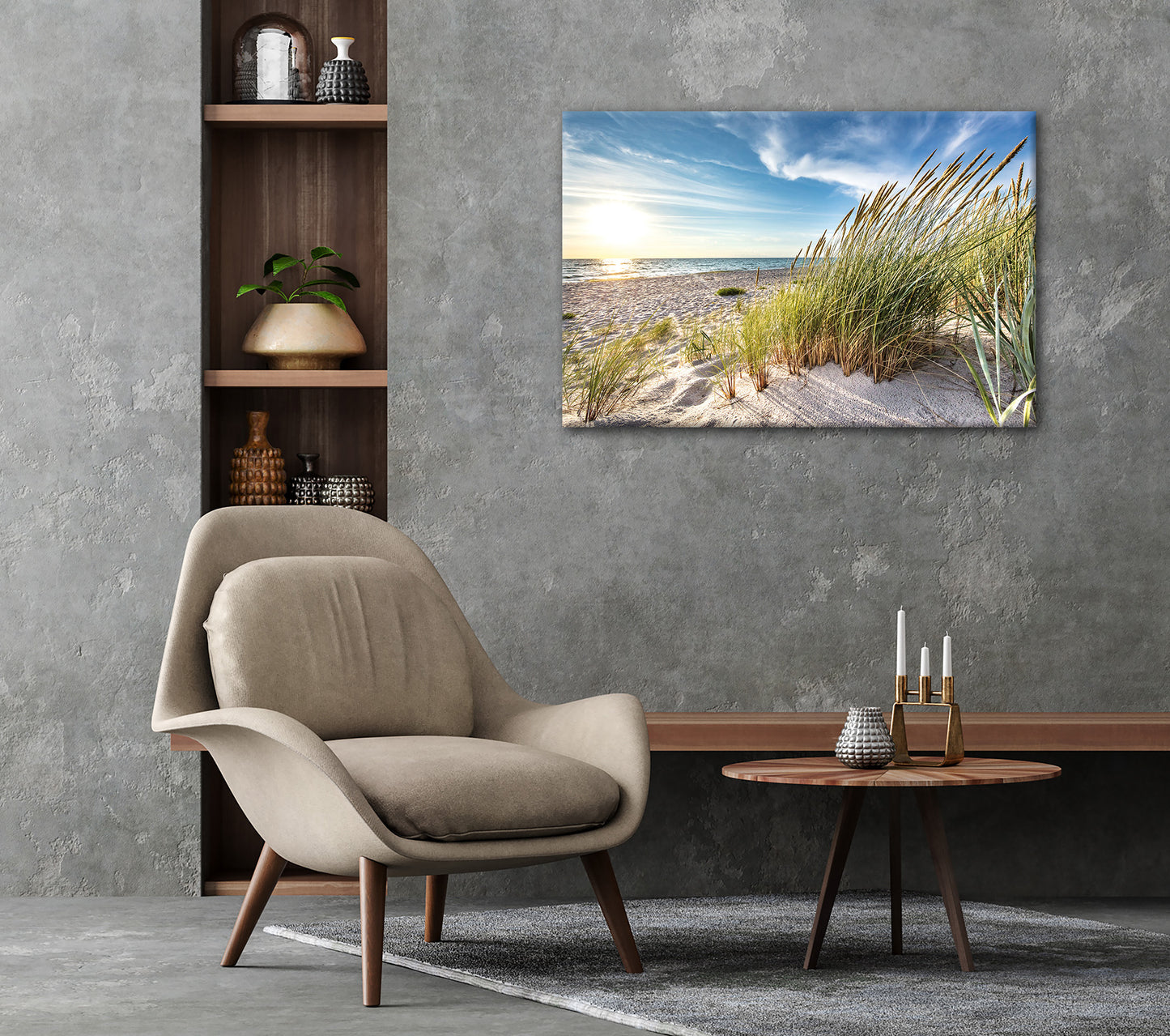 Wandbild STRANDSONNE 60x90 cm – Leinwandbild Keilrahmen Deko modern - Ambiente 3