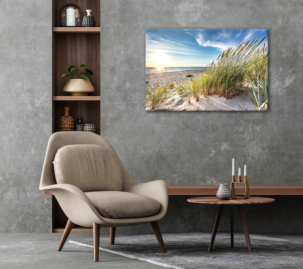 Wandbild STRANDSONNE 60x90 cm – Leinwandbild Keilrahmen Deko modern - Ambiente 3