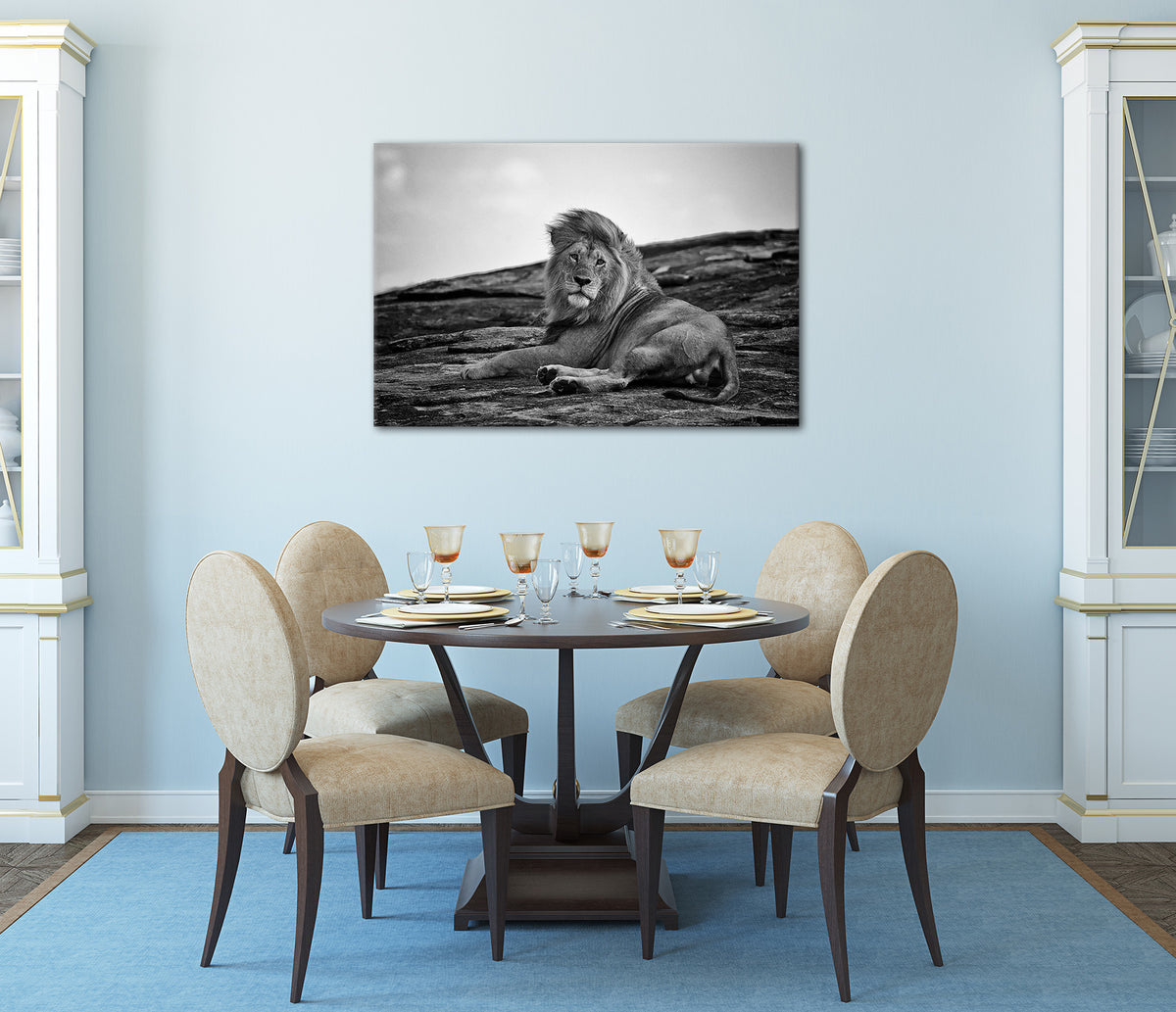 Wandbild LIEGENDER LÖWE 60x90 cm – Leinwandbild Keilrahmen Deko modern - Ambiente 2