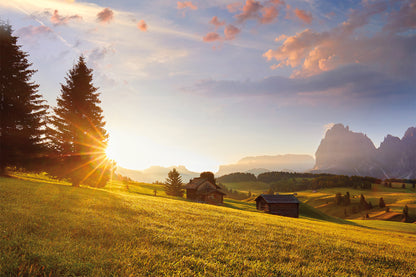 Wandbild ALPENLANDSCHAFT 60x90 cm – Leinwandbild Keilrahmen Deko modern
