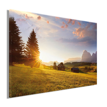 Wandbild ALPENLANDSCHAFT 60x90 cm – Leinwandbild Keilrahmen Deko modern - Seitenansicht