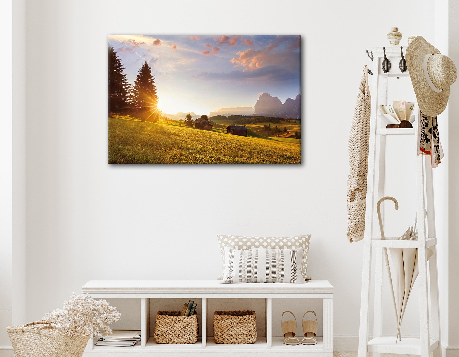 Wandbild ALPENLANDSCHAFT 60x90 cm – Leinwandbild Keilrahmen Deko modern - Ambiente 1