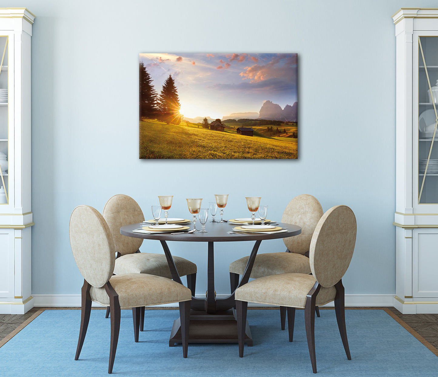 Wandbild ALPENLANDSCHAFT 60x90 cm – Leinwandbild Keilrahmen Deko modern - Ambiente 2